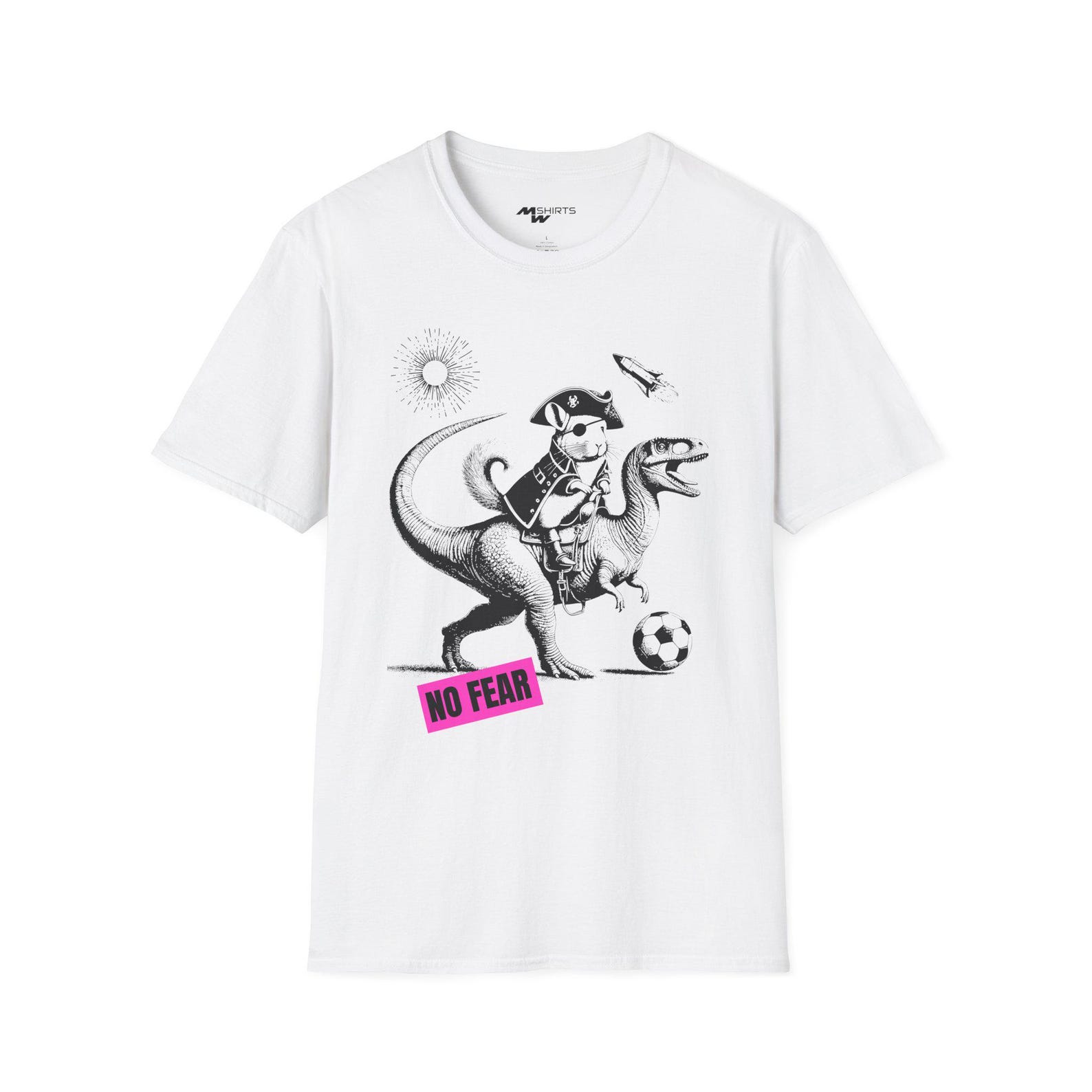Pirate Chinchilla Dino Soccer T-Shirt: Funny Graphic Unisex Tee 4XL