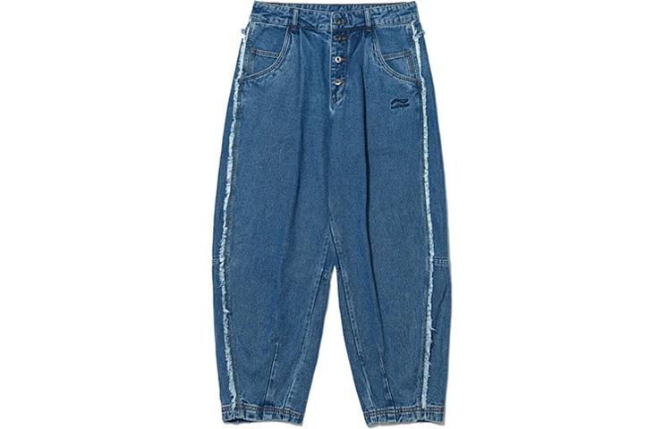 Li Ning Jeans Men s Blue Moderate Straight Fit Pants AJQR021-1 M
