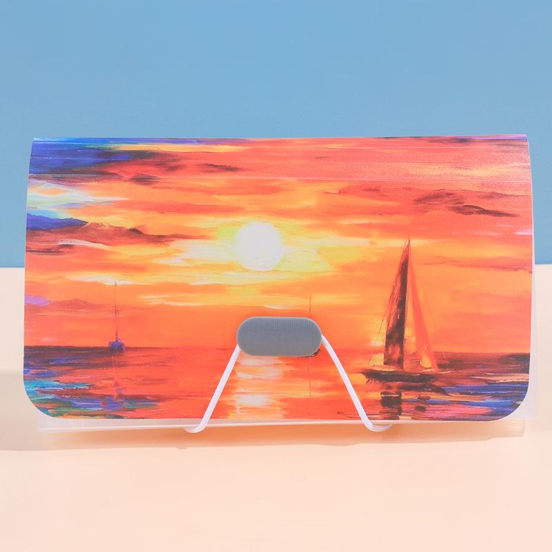A6 Mini Regenbogen Akkordeon Tasche: Kunststoff-Klemmmappe & Rechnungsmappe mit 13 Fächern