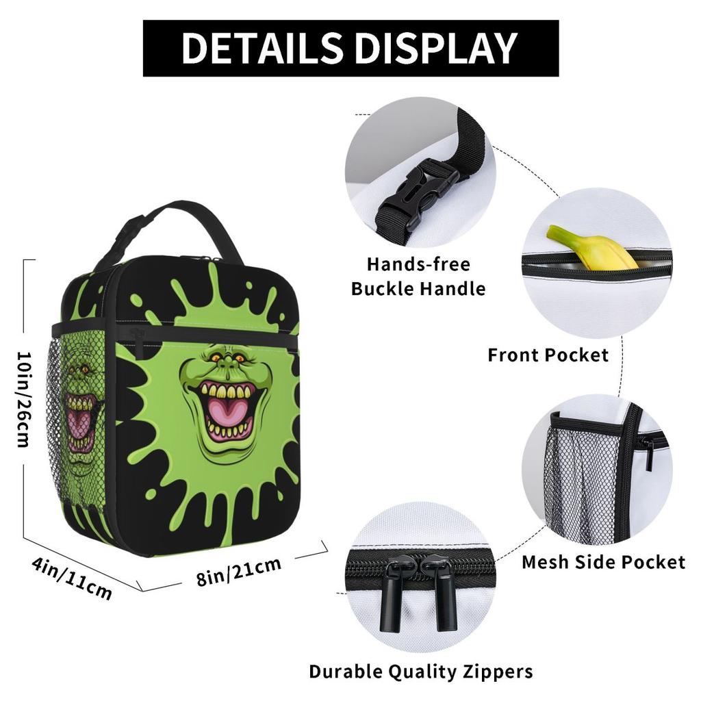 Ghostbusters Movie Slimer Artwork Printed Insulated Lunch Bag for Women Kids Portable Food Boxes Thermal Lunch Box Tote