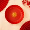 4Pcs Red Wedding Snack Tray Round Plastic Chinese  Year Nut Fruit Plate Chinese Thickened Serving Tray Entertainment