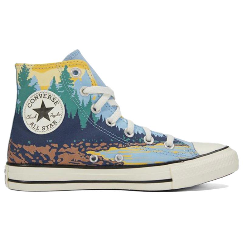 Converse Chuck Taylor All Star Canvas Non-Slip Shock Absorption High-Top Board Shoes Unisex Petrel Blue