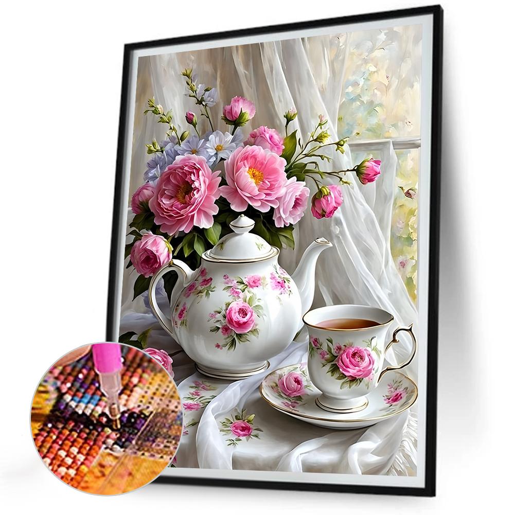 

30x40cm Afternoon Tea 5D DIY Full Drill Round Diamond Painting Kit Home Decor China Mainland