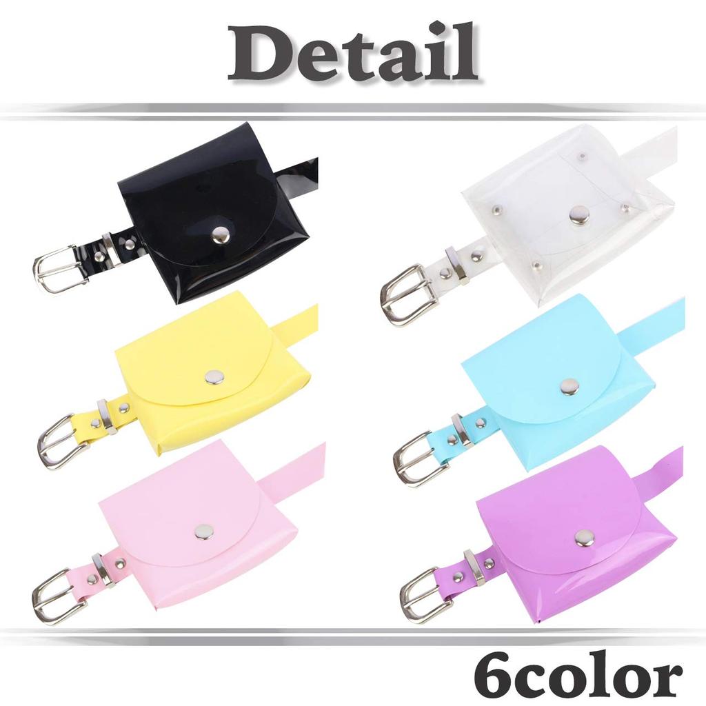 WHITE FANG Waist Bag Pouch with Leather and Enamel Cute BT253 Women's Belt, Detachable, Design, (02 Clear)