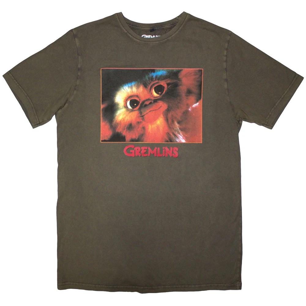 Gremlins Unisex Stone Wash T-Shirt: Gizmo Photo (Green) (Small) S