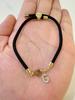 Classic A-Z Initial Heart Bracelet with Zircon on Adjustable Black Cord