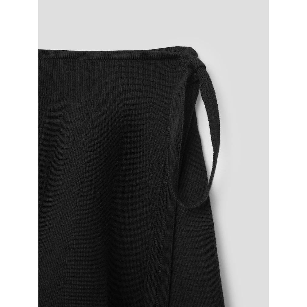 Anggae Full Flared Chouchou Knit Skirt Black