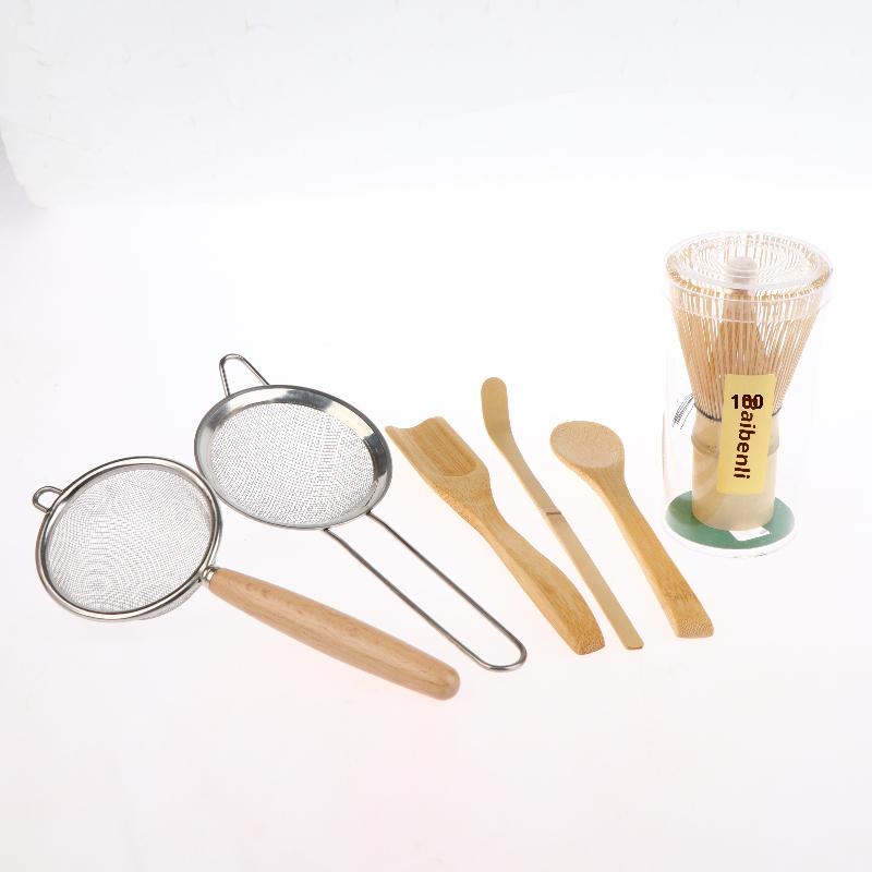 4Pcs Matcha Whisk Set Handmade Bamboo Matcha Whisk Traditional Tea Scoop Deep Scoop Tea Strainer Clear Whisk Storage Holder