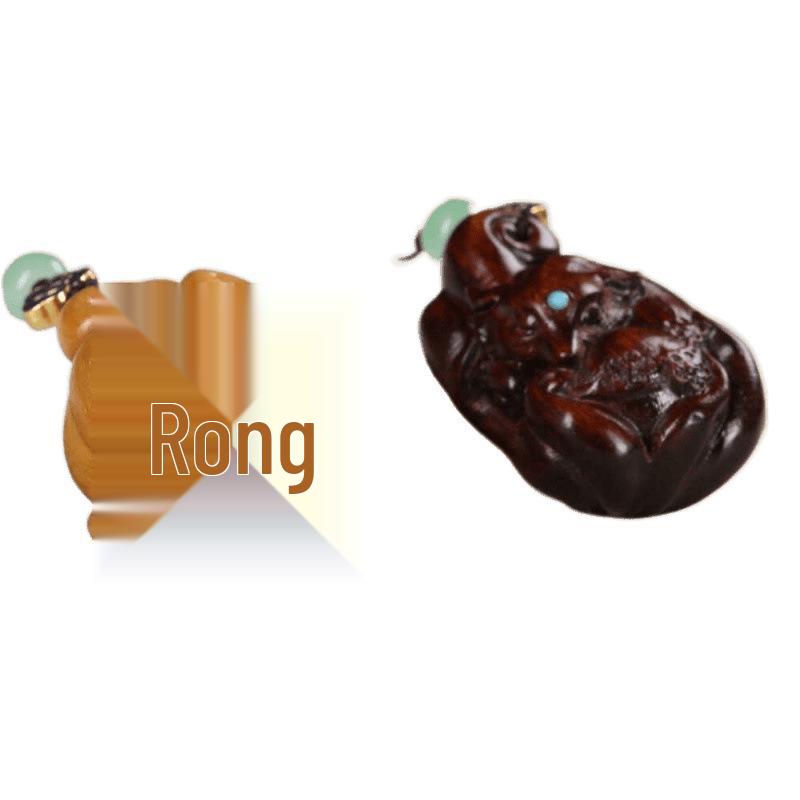 Sandalwood Nine-Tailed Fox Pendant: Retro Keychain & Phone Charm Gift