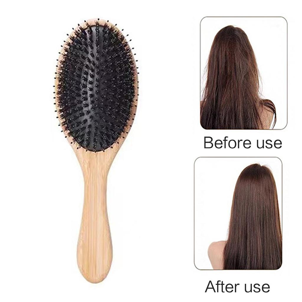 Boar Bristle Hair Brush For Women Men Kid Soft Natural Bristles Brush For Thin Hair Simulated Shine Texture Bamboo Comb