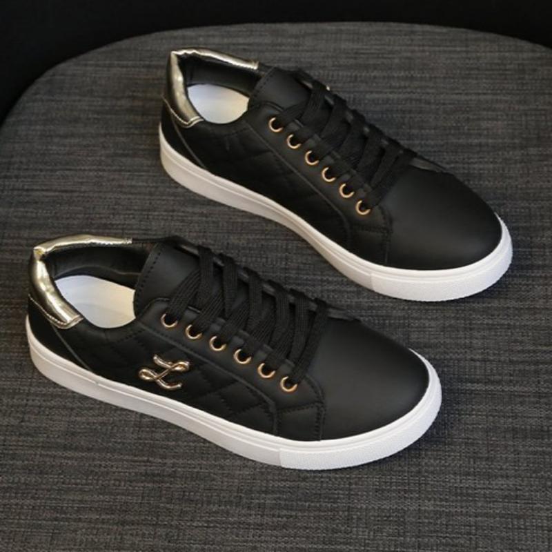 

Весенняя, летняя, осенняя и зимняя женская обувь, женские белые туфли, низкие туфли на шнуровке с круглым носком, нескользящие и износостойкие кроссовки 38 чёрный