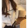Autumn and winter solid color loose lazy wind knitted cardigan top women's sweet doll collar sweater jacket splicing