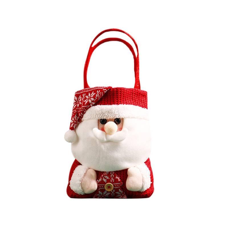 Gestrickter Cartoon Weihnachtsmann Geschenksack für Heiligabend und Süßigkeiten