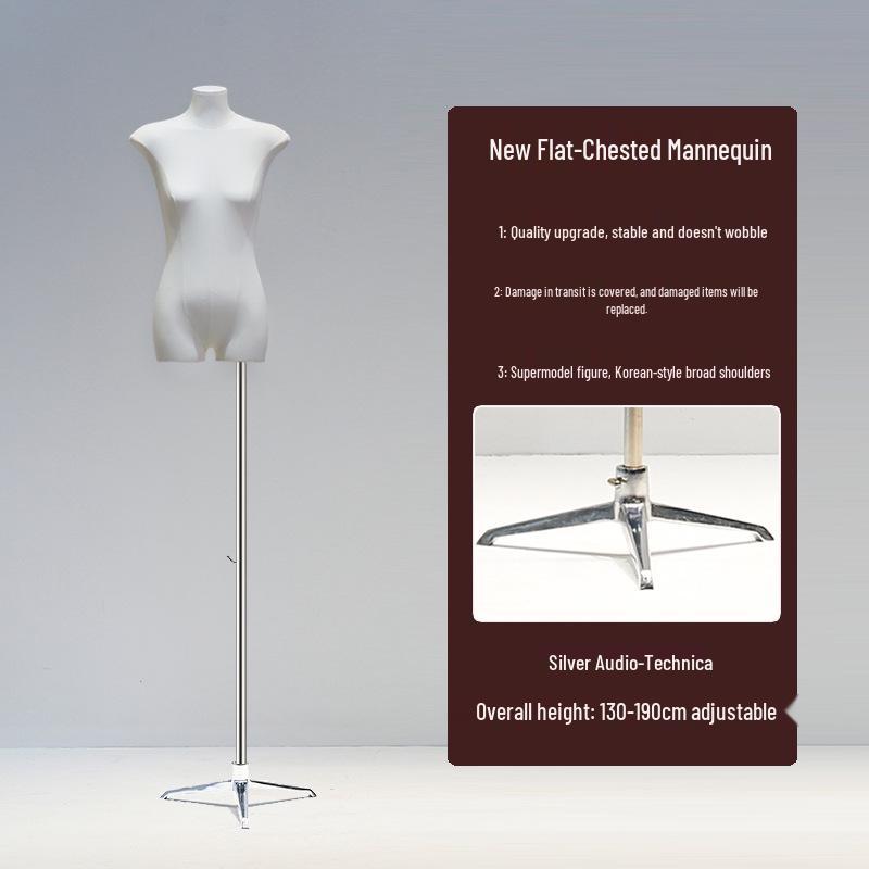 Korean Style Flat Body Female Mannequin with Wide Shoulders for Women's Clothing Display