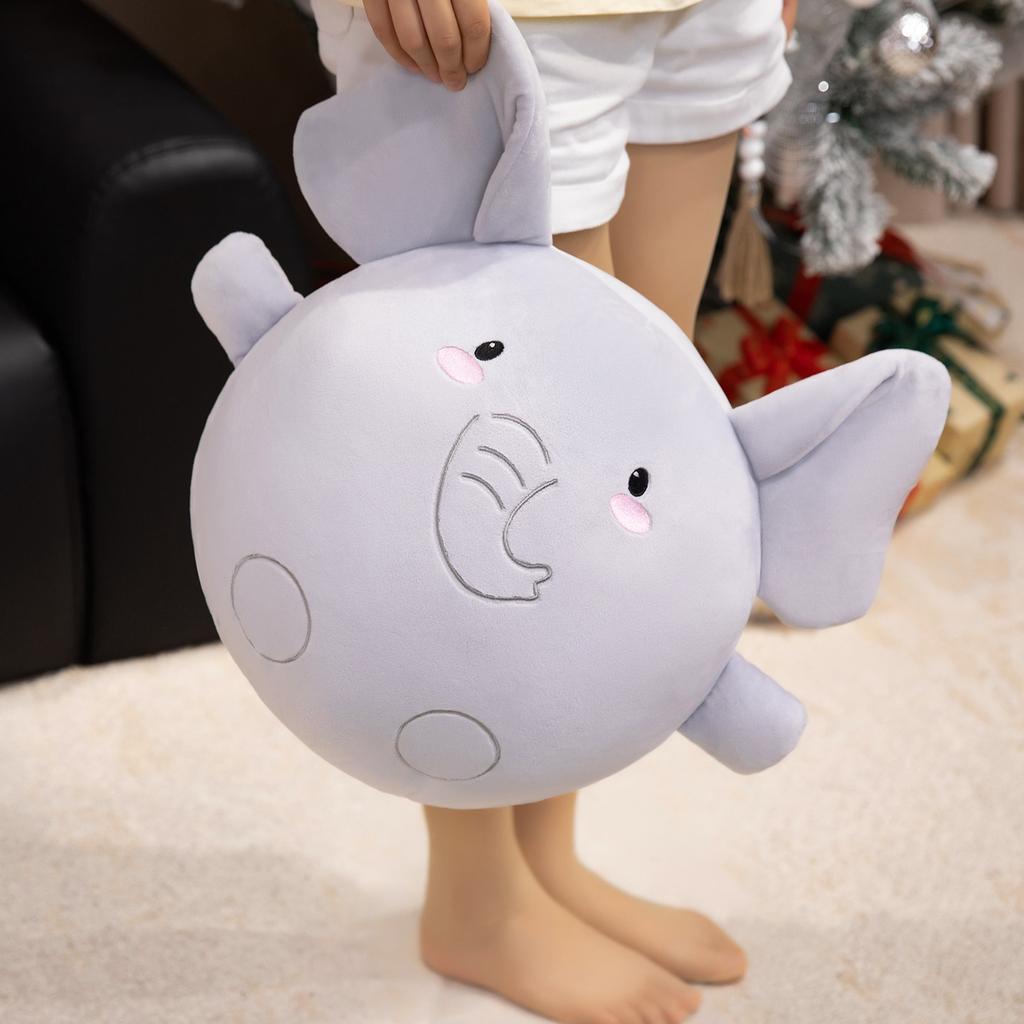 Cute Soft Round Elephant Doll Plush Toy Zoo Baby Elephant Doll Child Soothing Doll