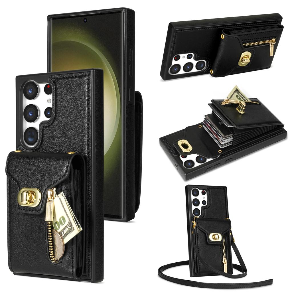Crossbody Leather Case for Samsung Galaxy S25 S24 Ultra FE S23 Plus S21 FE S20 A14 A54 A13 A53 A52 Wallet Card Slot Phone Cover