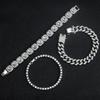 3 Stück Herren Damen Stilvolles Armband Set Kupfer Cubanische Kette+Tennis Kette+Zucker Kette Leichter Luxus Iced Out Hip-Hop Punk Schmuck Geschenk