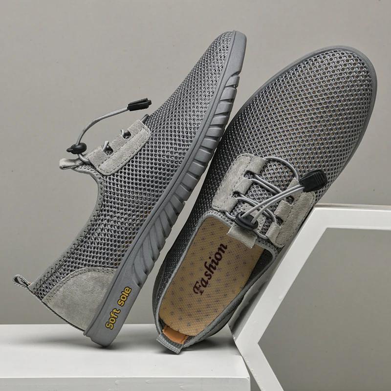 Fashion Breathable Mens Mesh Casual Shoes Lightweight Male Casual Shoes Hollow Out Summer Footwear Quick Dry Wading Aqua Shoes Sneakers
