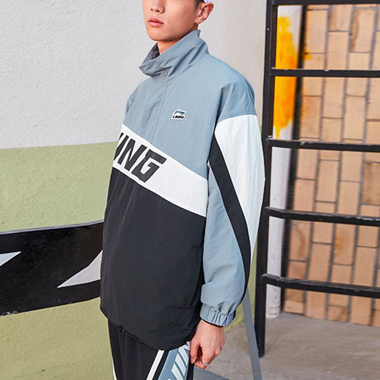 Li Ning Sports Fashion Series Logo Print Color Block Half Zip Jacket Men Jacket Multicolor AJDR391-2