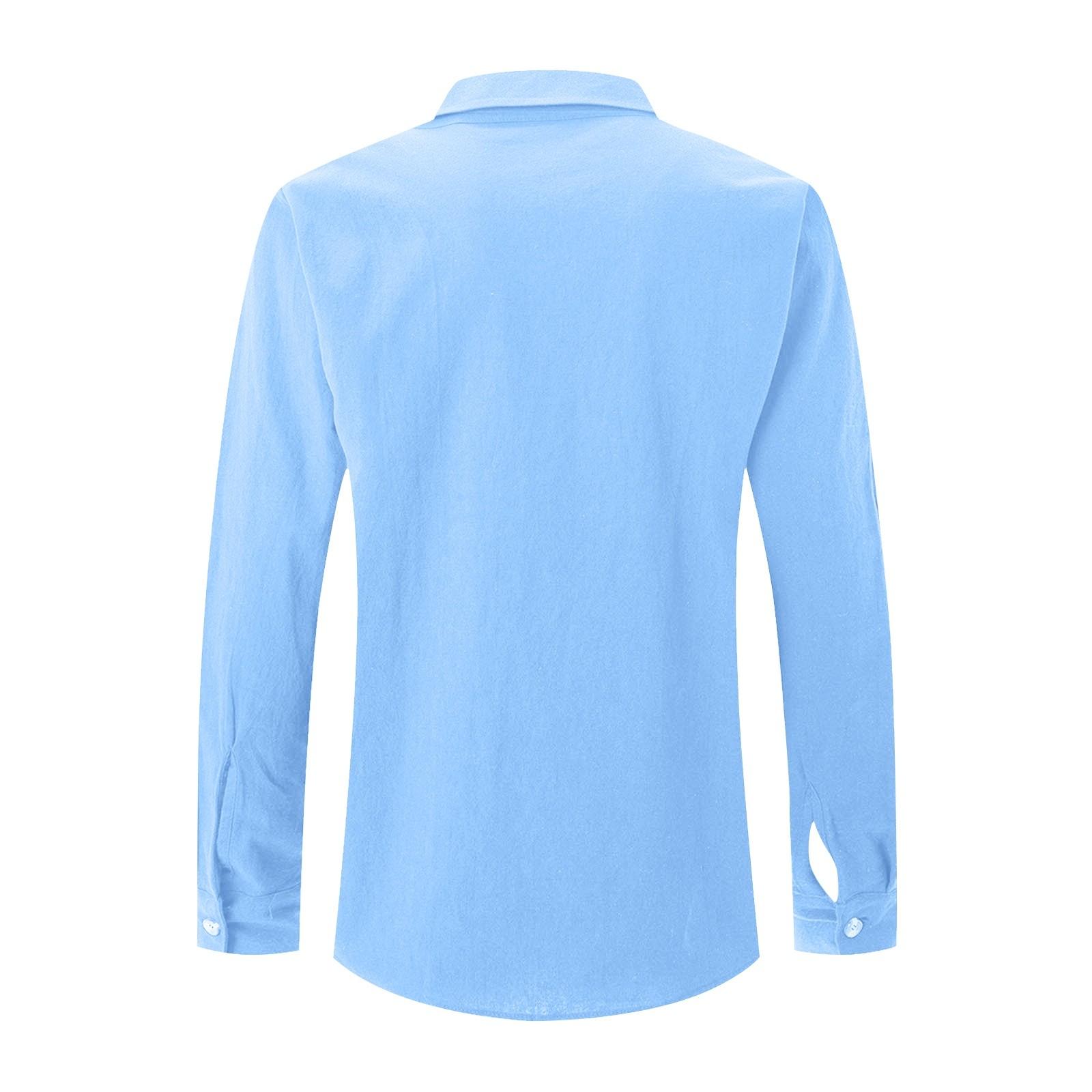 Мужская осенняя однотонная рубашка с длинным рукавом Мужская повседневная свободная — фото 4