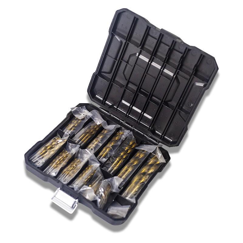 13-Piece Titanium-Plated Twist Drill Bit Set for Wood and Plastic Drilling