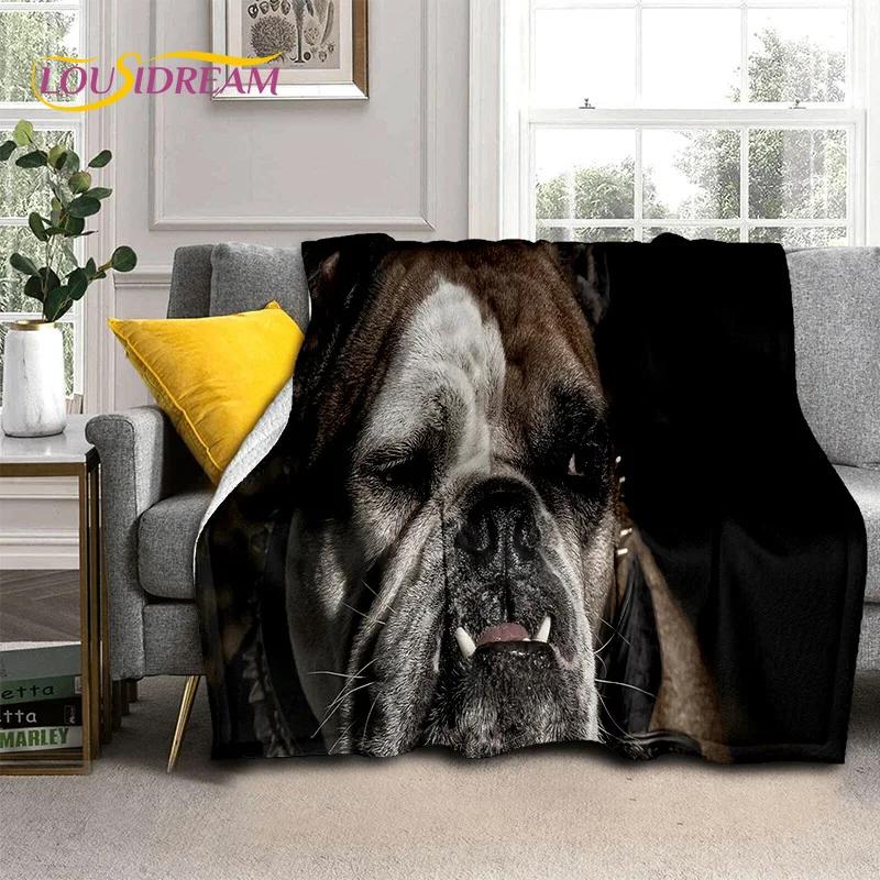 Kreslený francouzský pitbul pes mazlíček 3D deka, měkká přehozová deka pro domov ložnici postel pohovku piknik cestování kancelář krycí deka děti