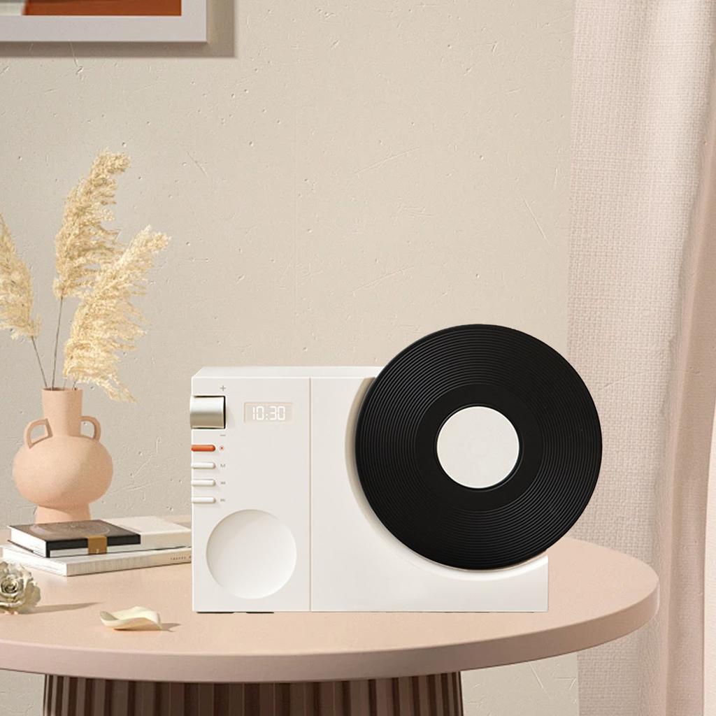 Retro Record Player   Speaker Wireless Miniature Speaker Portable Desktop Speaker Ornament with Memory Card Clock USB Charging for