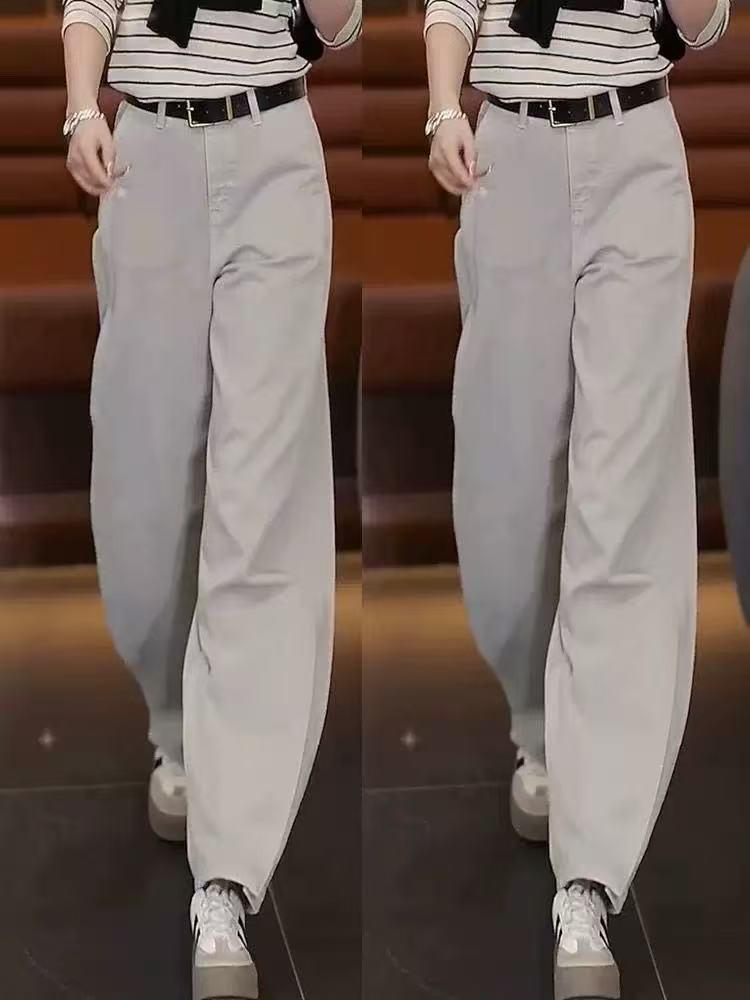 

Женские джинсы Моранди серого цвета с высокой посадкой, широкими штанинами и эффектом похудения XXXXL