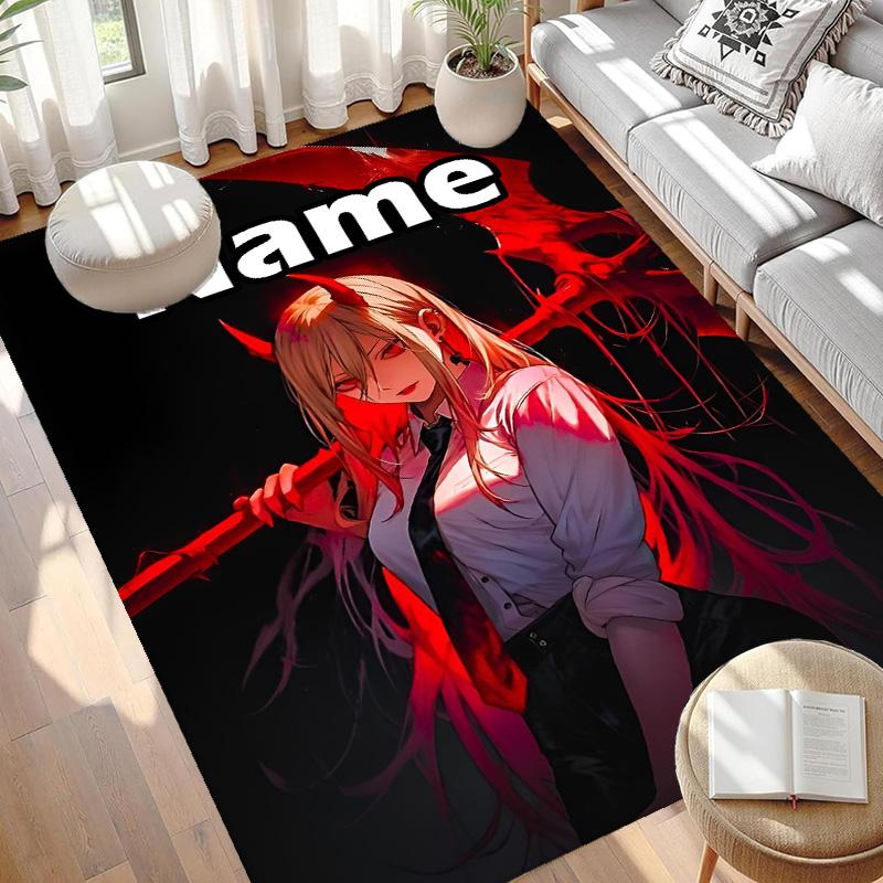 Custom Name Personalized Makima Chainsaw Man Print Carpet, Versatile Home Decor Rug, for Playroom, Apartment, Balcony, Entryway, Hallway Gift
