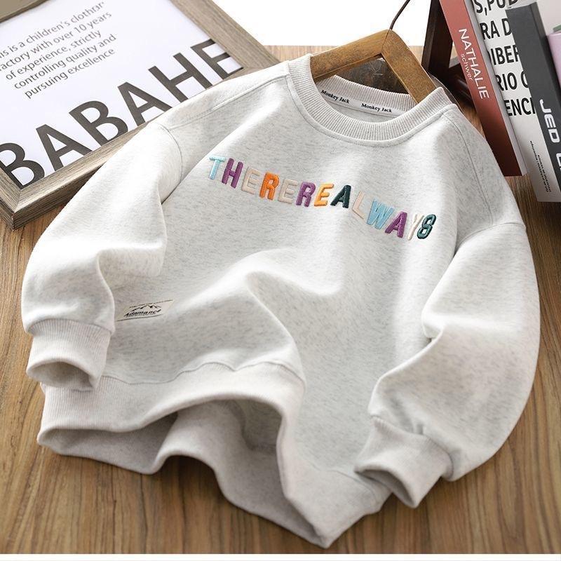 Boys Stylish Letter Print Crewneck Sweatshirt Long Sleeve Casual Top For Spring Autumn Kids Fashion Pullover