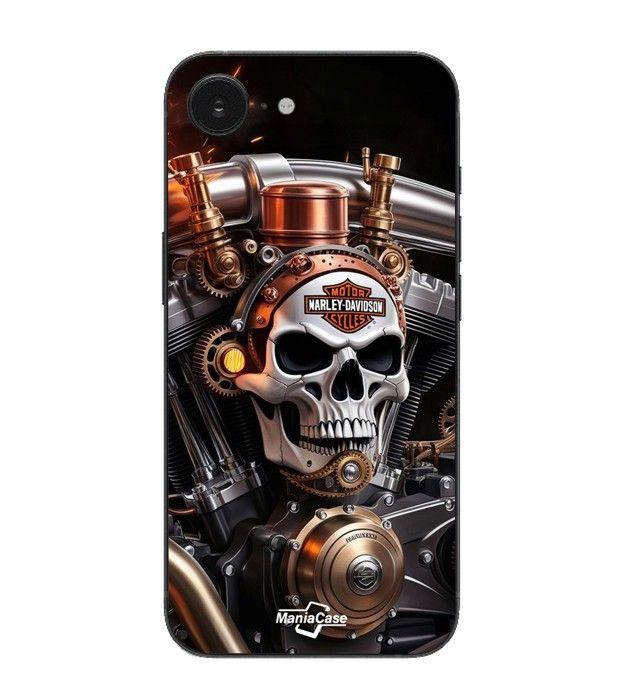 Coque Maniacase Pour Iphone 16E Harley Davidson Tête de mort mécanique