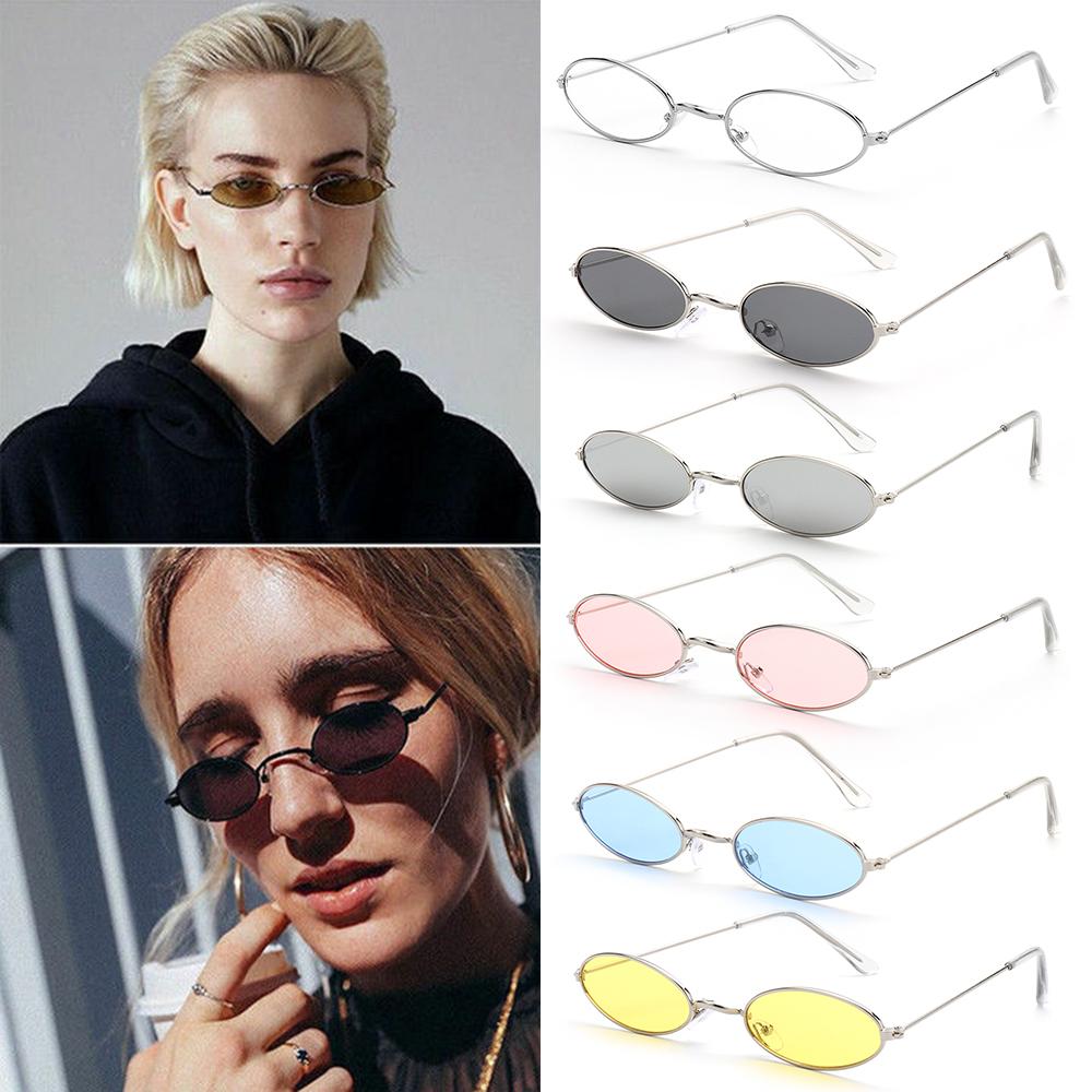 Retro Small Oval Sunglasses Women Vintage Brand Shades Black Red Metal Frame Color Sun Glasses For Female Fashion Eyewear
