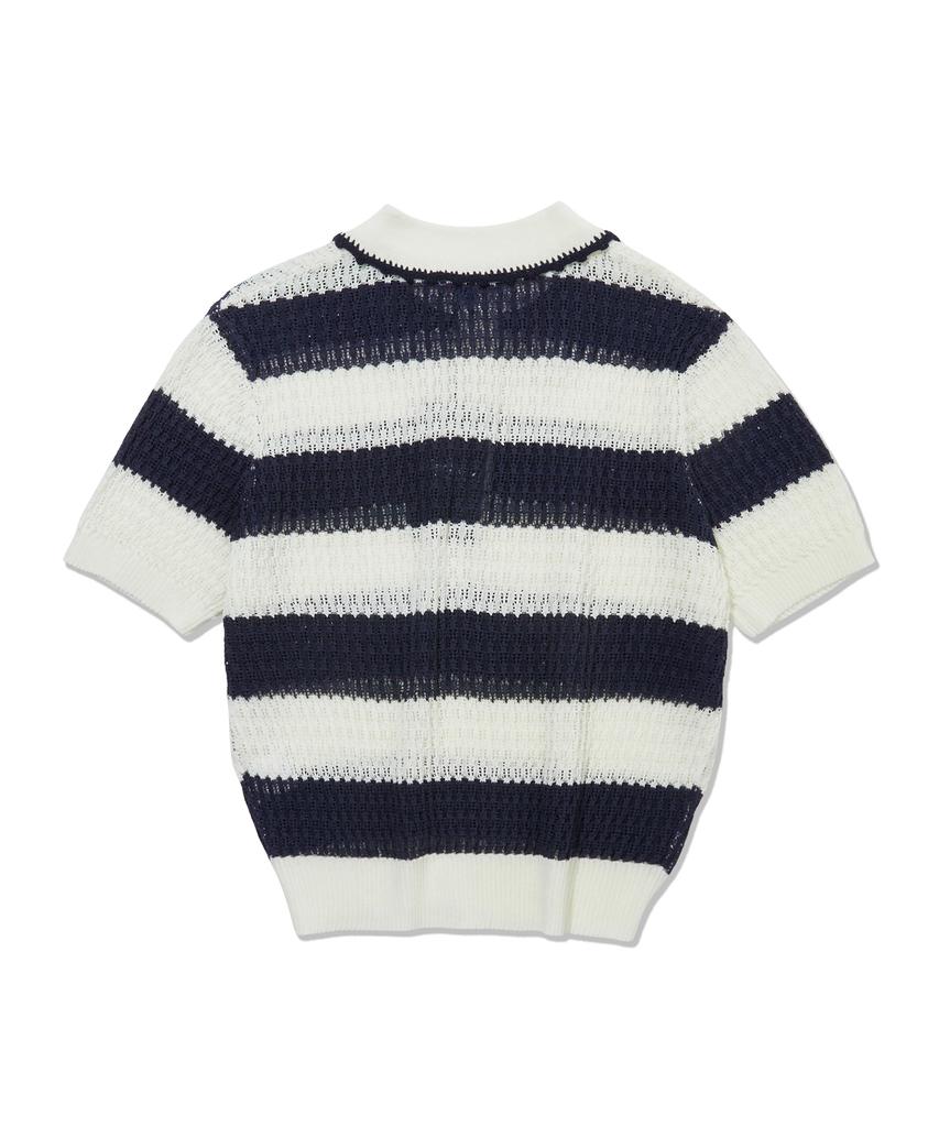 PENFIELD Striped Lace Collar Knit White_Fs2Nt01F