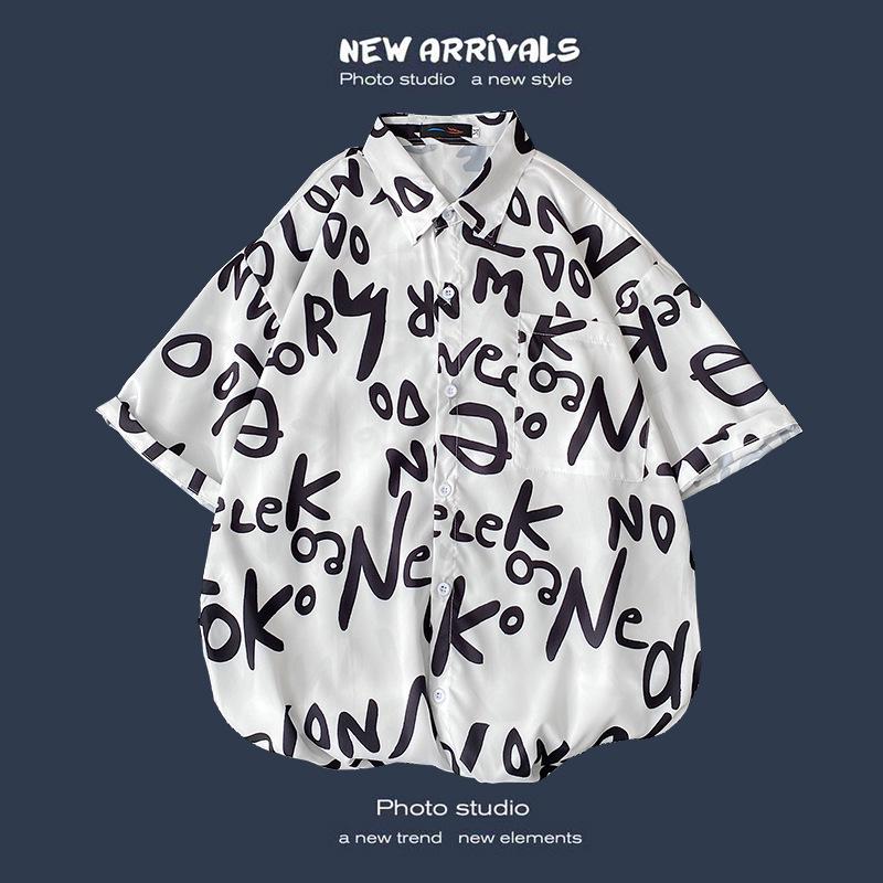 Camisa de Verano Coreana Retro Floral Holgada para Pareja - Top de Manga Corta para Hombre a la Moda