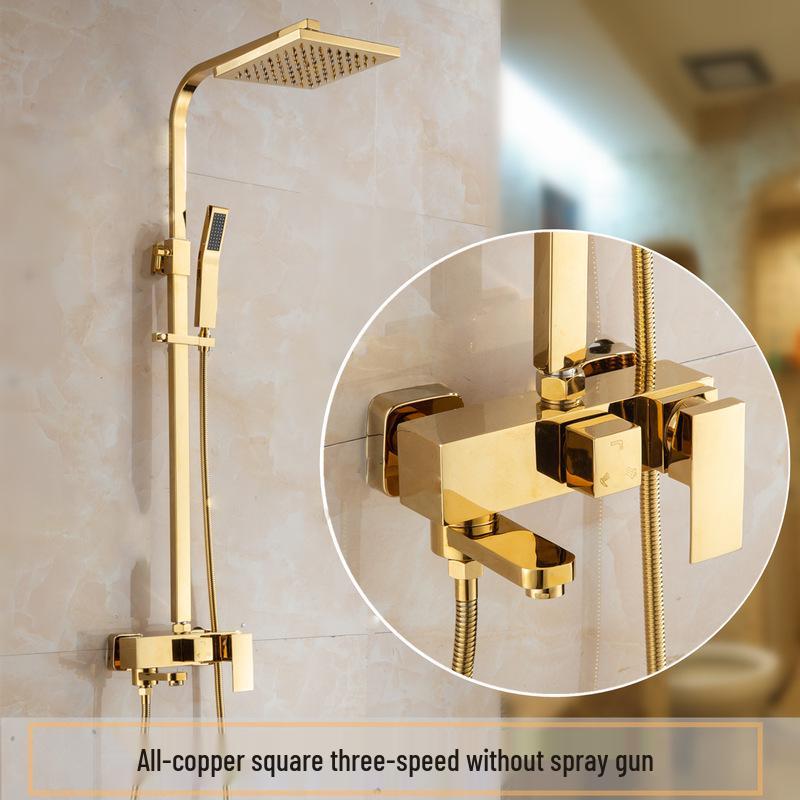 All-Copper Thermostatic Shower Faucet Set with Rain Shower Head