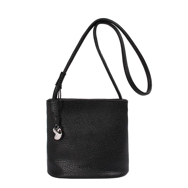 

Small bag summer minimalist and versatile shoulder messenger bag women s mobile phone bag lychee pattern bucket bag one size fits all чёрный