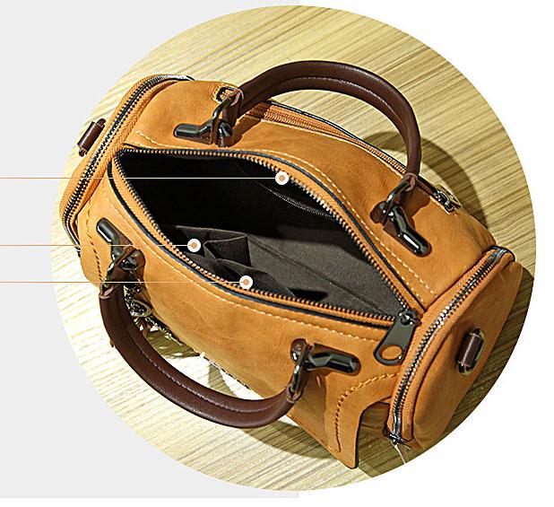 Women Vintage Fashion Bag Pu Leather HandBag Ladies Large Capacity Sling Bag with Tassel Pendant