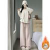 Autumn and winter new lazy style casual pants women's drape straight thin lamb wool thousand bird grid wide leg pants