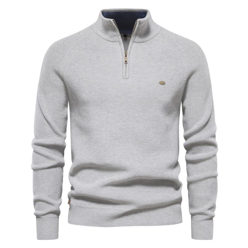 Men’s Euro Fit Half Zip Stand Collar Knit Sweater