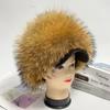 Naturlig vaskebjørn revpelshatt Dame Vinter Varm Fluffy Rim Cap Dame Vinter Utendørs Snøhatter Ekte ekte pels kalde hatter Engros