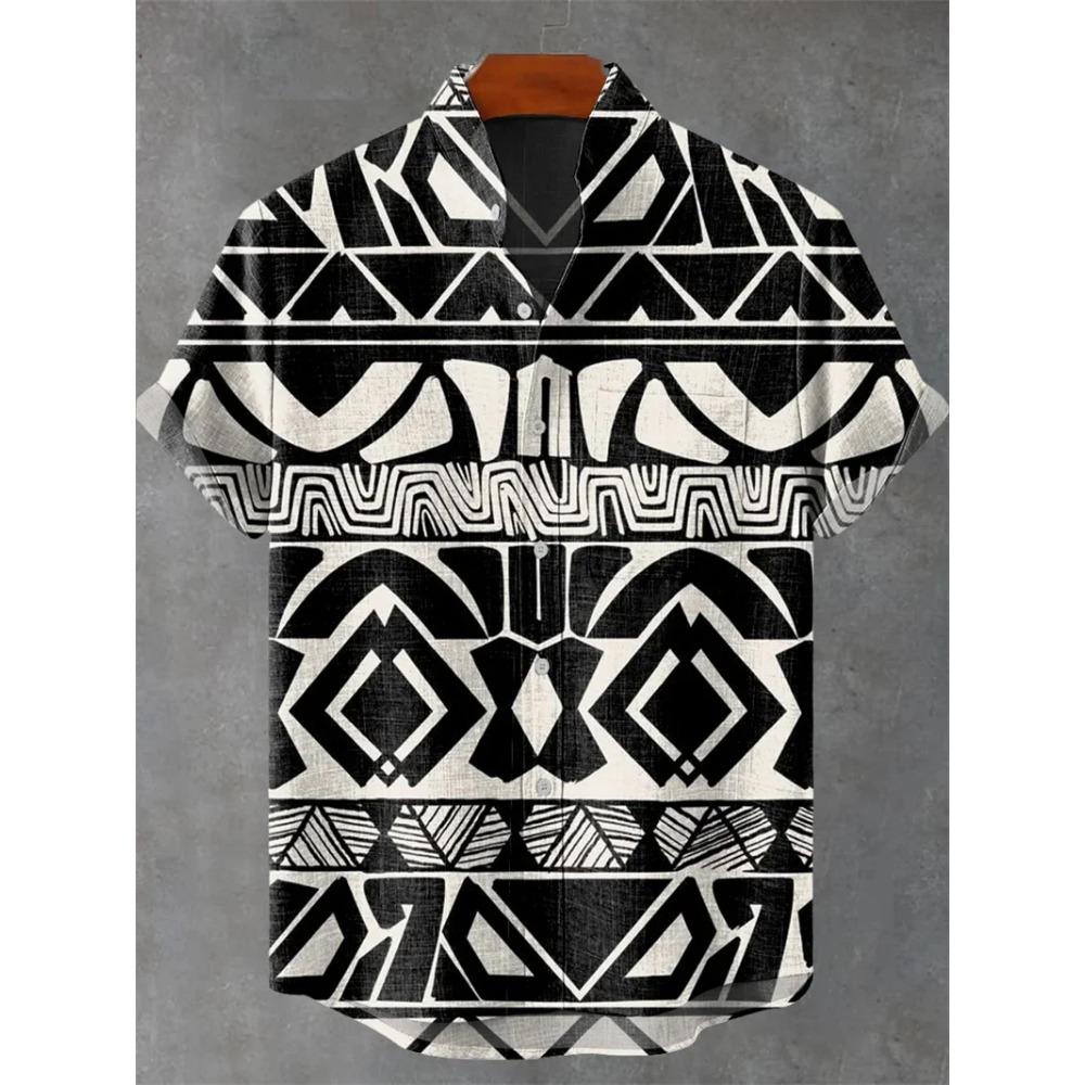 Camisa Casual de Manga Corta Transpirable Cómoda para Hombre Rayas Estampado 3D Botones Moda Camisa de Hombre Camisas Hombre Abstracto