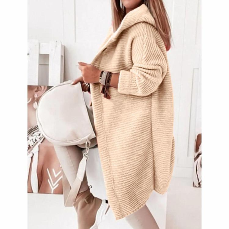 Women's Long Hooded Knitted Cardigan Solid Color Sweater Coat Warm Winter Thickened