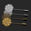 5pcs 25mm Brooch Filigree Flower Pin Base Boutonniere Hollow Out Stick Base Setting Lapel Brooch for Wedding Jewelry Making DIY