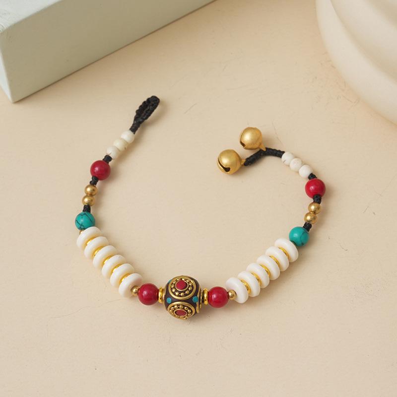 Bracciale a Campanella Etnico Tibetano Tessuto a Mano: Accessorio di Lusso di Nicchia Retrò