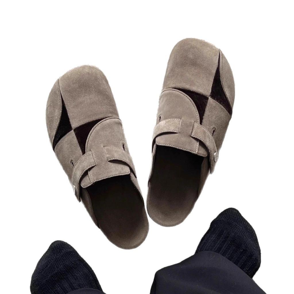 Leather Korean Version Niche Thick-soled Birkenstocks Bag Head Half Slippers Women's Outer Wear 2025 New Spring and Summer Versatile Sandals