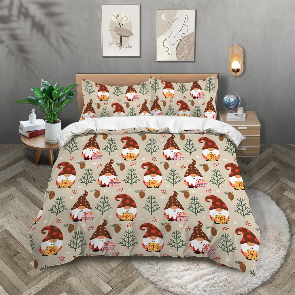 Christmas Three-Piece Bedding Digital Printing Christmas Letter Quilt Set Bedding