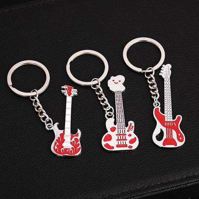 European & American Rock Guitar Keychain: Hip Hop Drip Oil Alloy Pendant Charm for Women's Bags