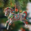 Pferd Weihnachtsschmuck Glitzer Strass Pferd Weihnachtsbaum Hängeornament 2D Flach Acryl Auto Rückspiegel Anhänger für Feiertags-Wohndekor