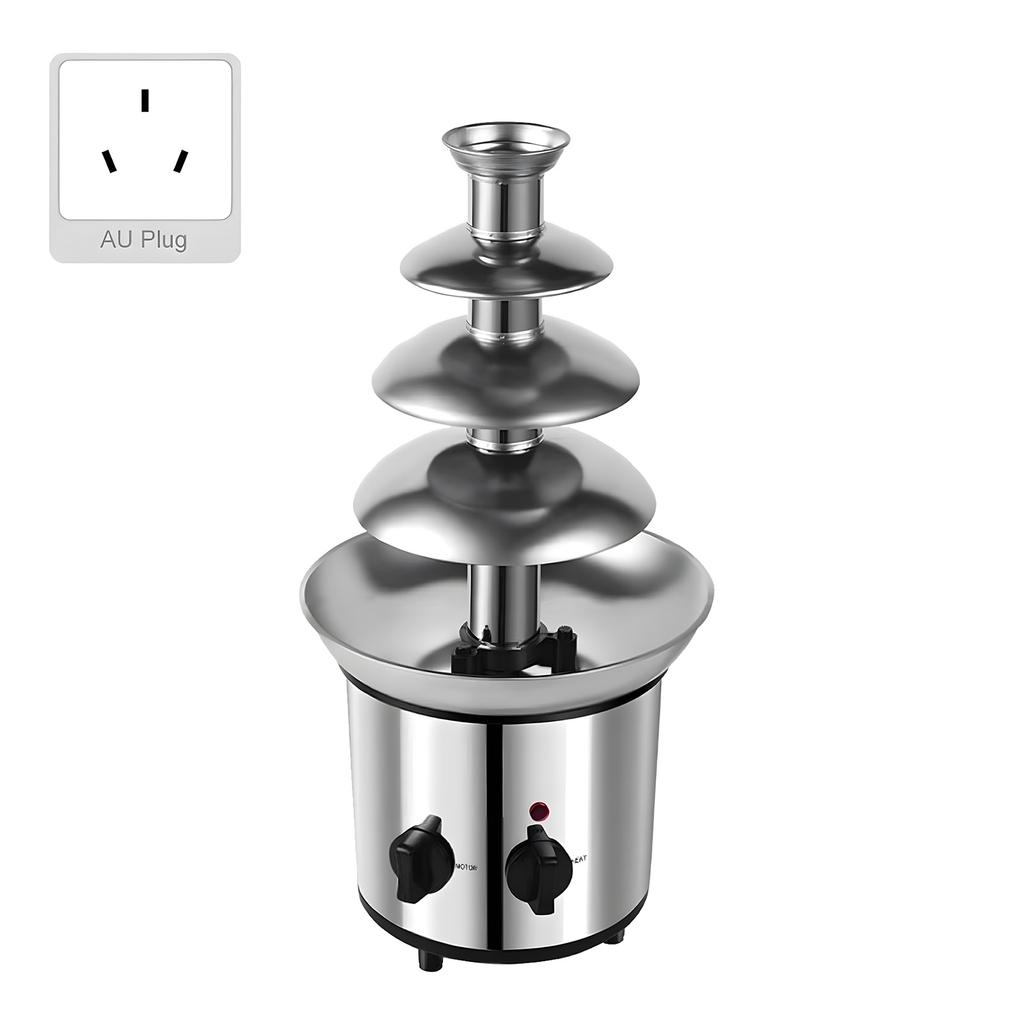 4-stufige elektrische Schokoladenfondue-Brunnenmaschine für Partys, Schokoladenschmelzfondue aus Edelstahl