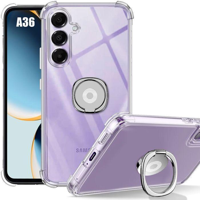 Coque pour Samsung Galaxy A36 - Silicone Transparent Antichoc avec Support Argenté - BOOLING